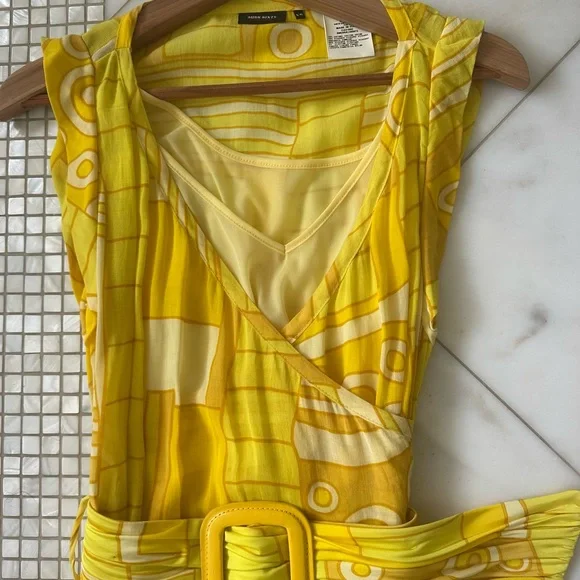 Miss Sixty Yellow Geometric Midi Dress - Picture 2 of 5